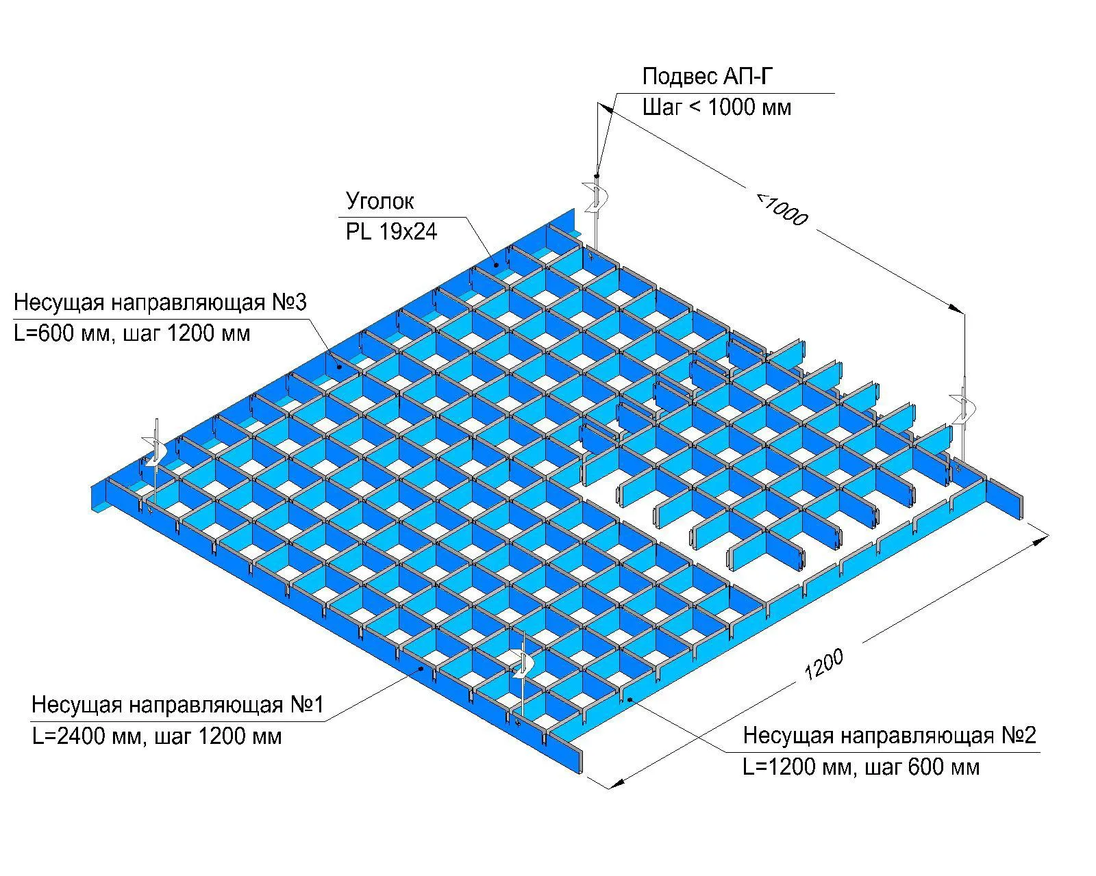 Монтаж потолков Грильято