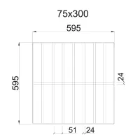 Грильято GL-24 Жалюзи ячейка 75x300, высота 34 мм, ширина 24 мм, белый матовый