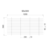 Грильято Жалюзи ячейка 300x50 мм, белый матовый, высота 30 / 50 мм, ширина 10 мм