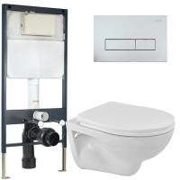 Подвесной унитаз с инсталляцией и клавишей смыва Jaquar Kubix