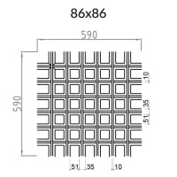 Грильято Пирамидальный ячейка 86х86мм, белый матовый, высота 35 мм, ширина 10 мм
