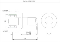 Настенный запорный клапан Essco Cosmo COS-CHR-103069 Хром